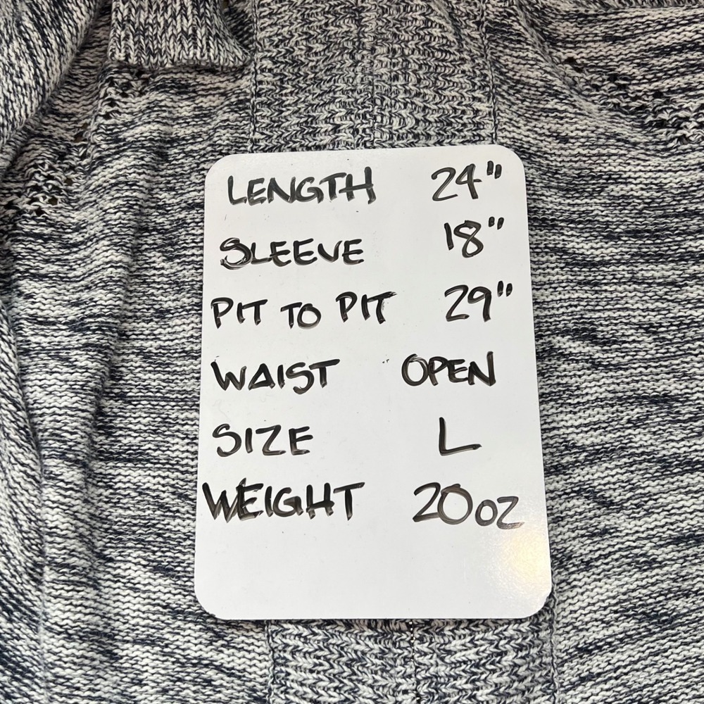Wendy Bellissimo Knit Cardigan Sweater Shawl Collar Draped Open Back L Gray - Picture 8 of 11